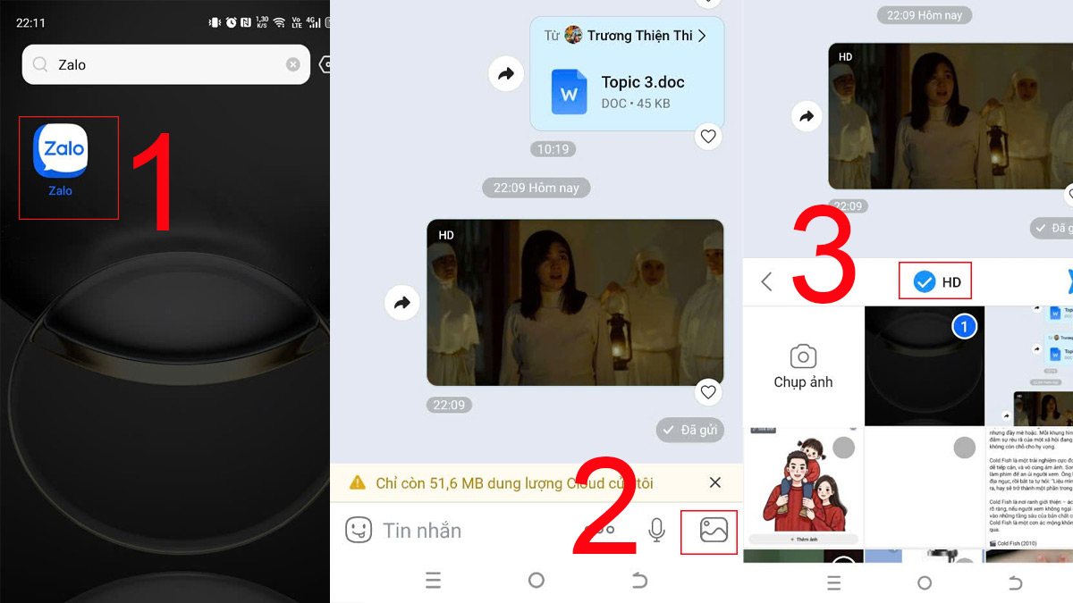 Cách gửi ảnh HD qua Zalo trên điện thoại