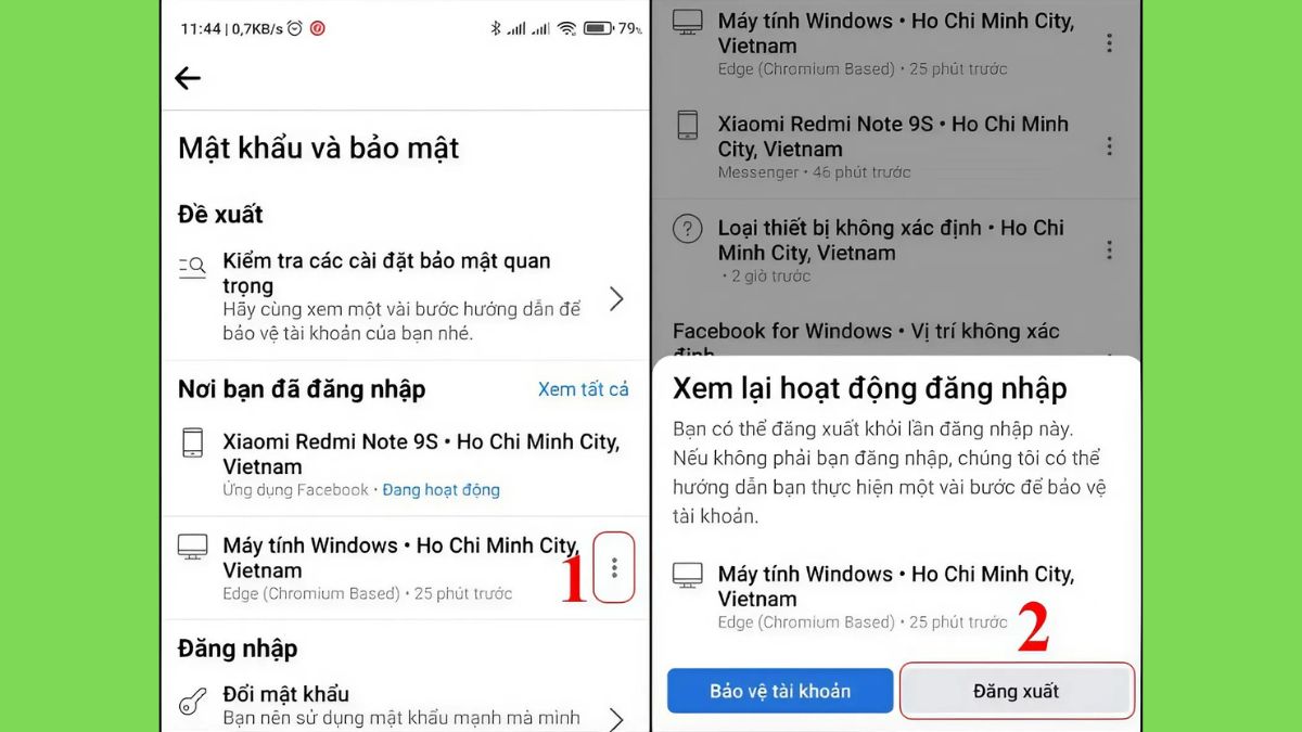 Cách đăng xuất Facebook từ xa trên các thiết bị khác bằng điện thoại - bước 3