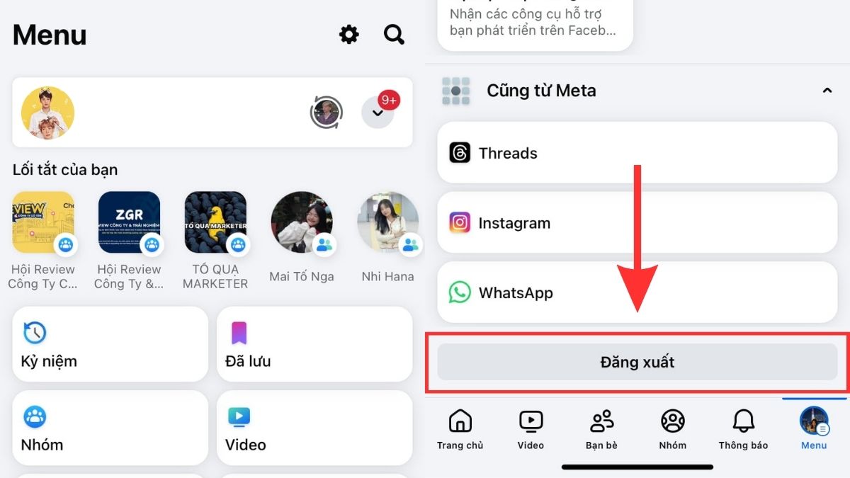Cách đăng xuất Facebook trên điện thoại iPhone - bước 2