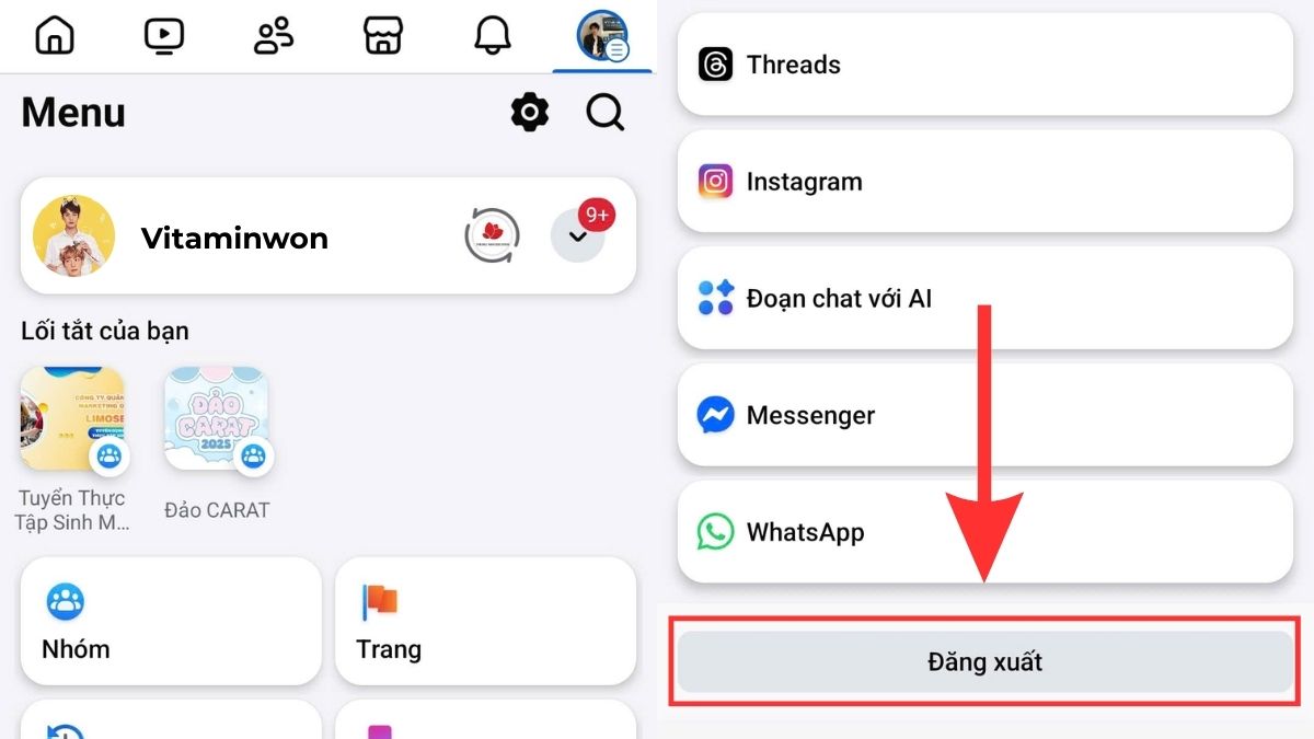 Cách đăng xuất Facebook trên điện thoại Android - bước 3