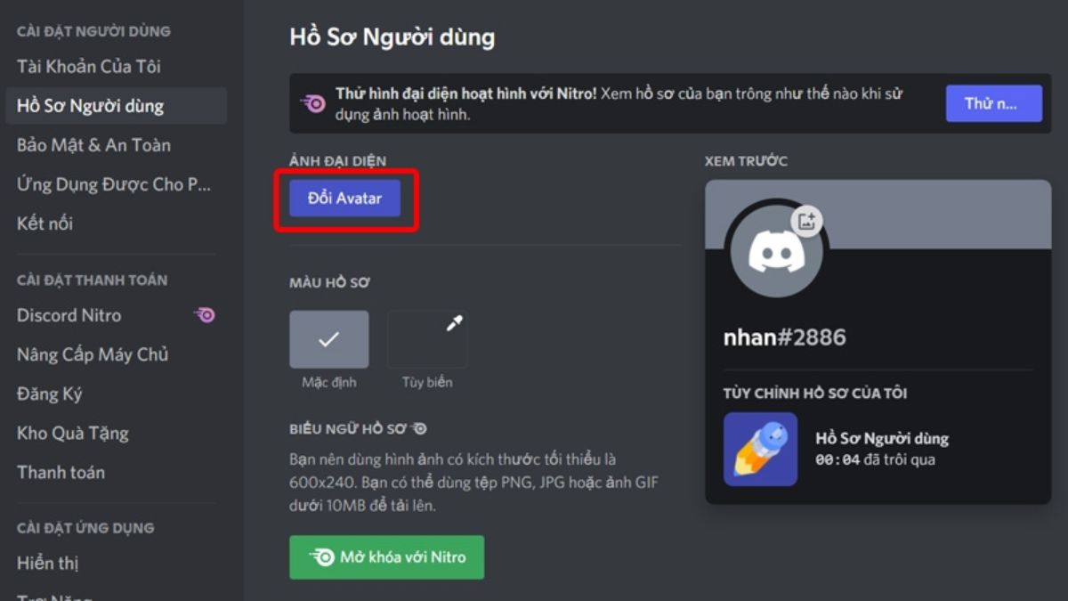 Hướng dẫn cách đổi ảnh đại diện Discord trên laptop, PC - bước 3