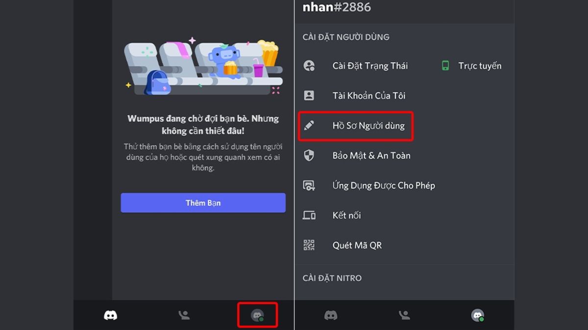 Hướng dẫn cách đổi ảnh đại diện Discord trên điện thoại - bước 1