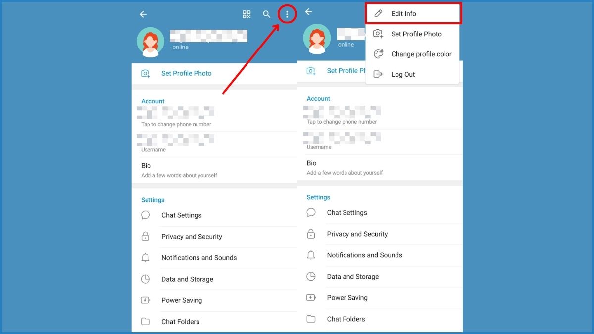 Hướng dẫn cách đổi tên Telegram trên điện thoại - bước 2