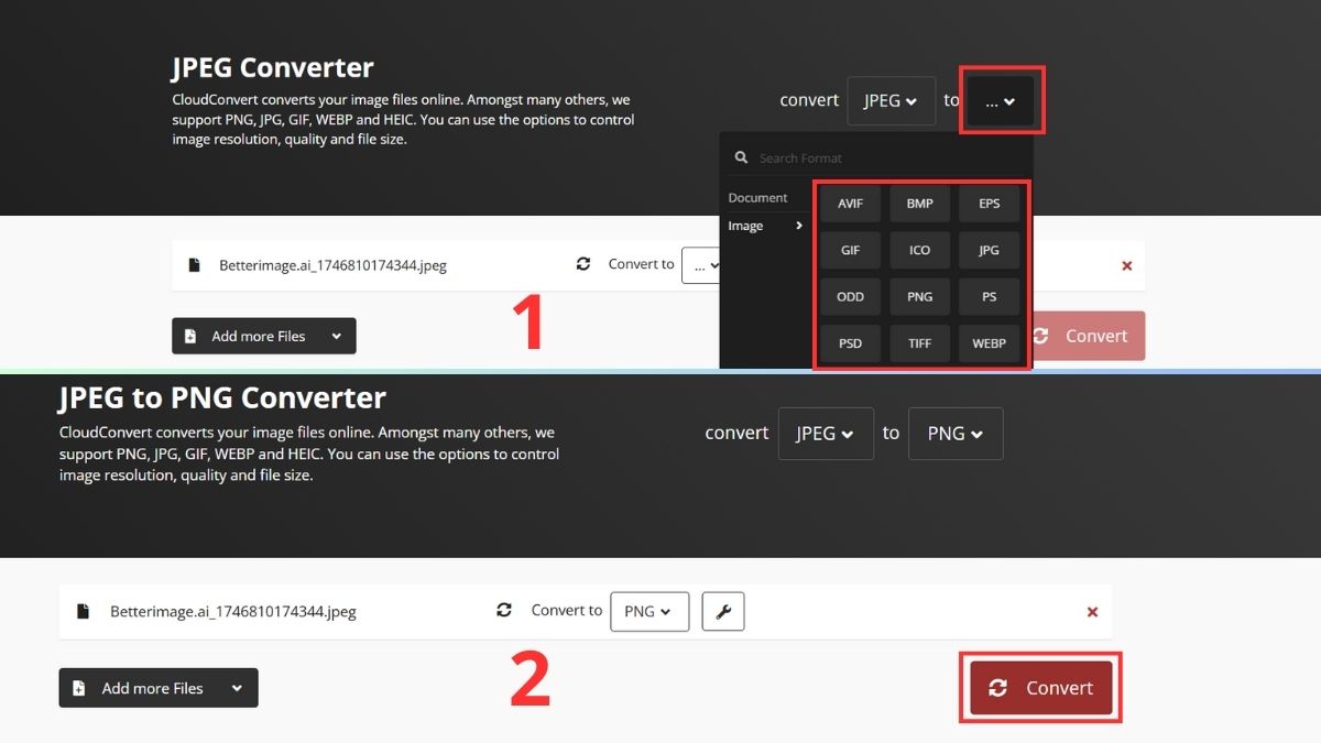 Hướng dẫn cách dùng CloudConvert nhanh - bước 2,3