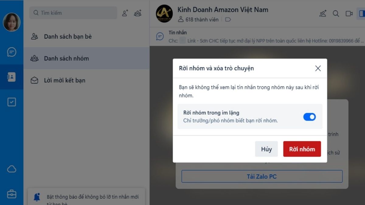 Phương pháp thay thế khi không muốn giải tán nhóm Zalo