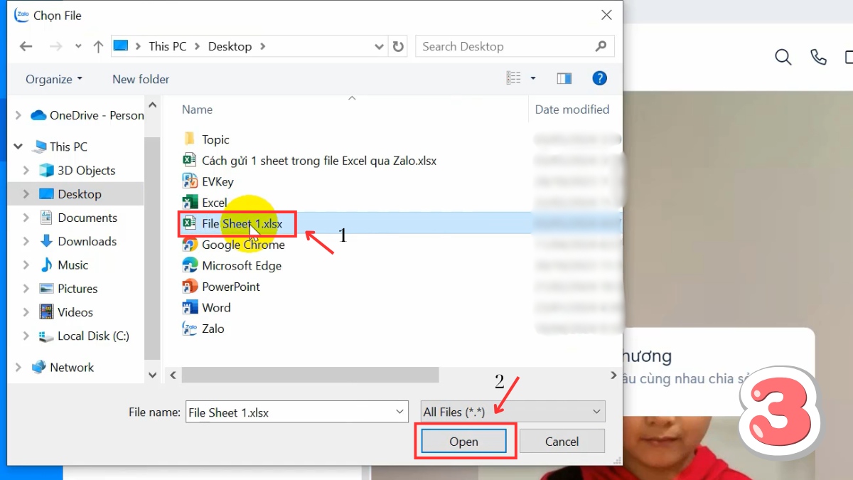 cách Gửi 1 sheet trong Excel qua Zalo - bước 3