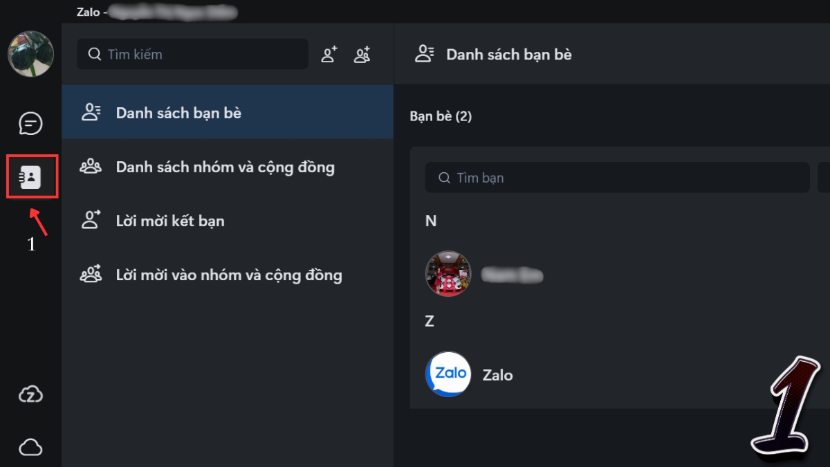 Cách để hủy kết bạn trên Zalo hàng loạt trên máy tính - bước 1