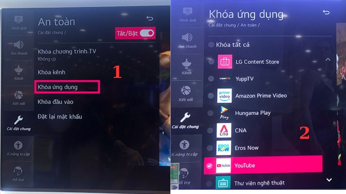 Hướng dẫn cách khóa YouTube trên tivi LG - bước 5