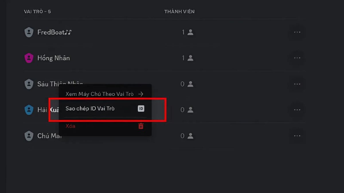Hướng dẫn cách lấy ID Discord theo vai trò - bước 4