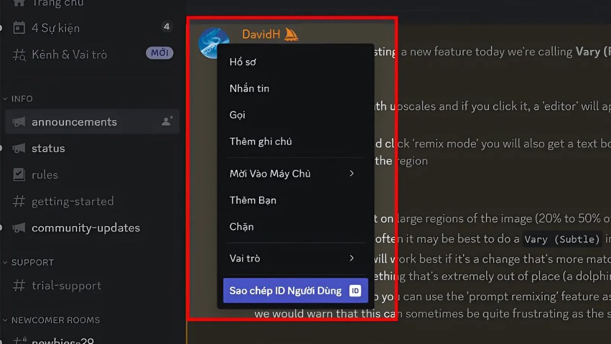 Hướng dẫn cách lấy ID Discord người dùng - bước 2