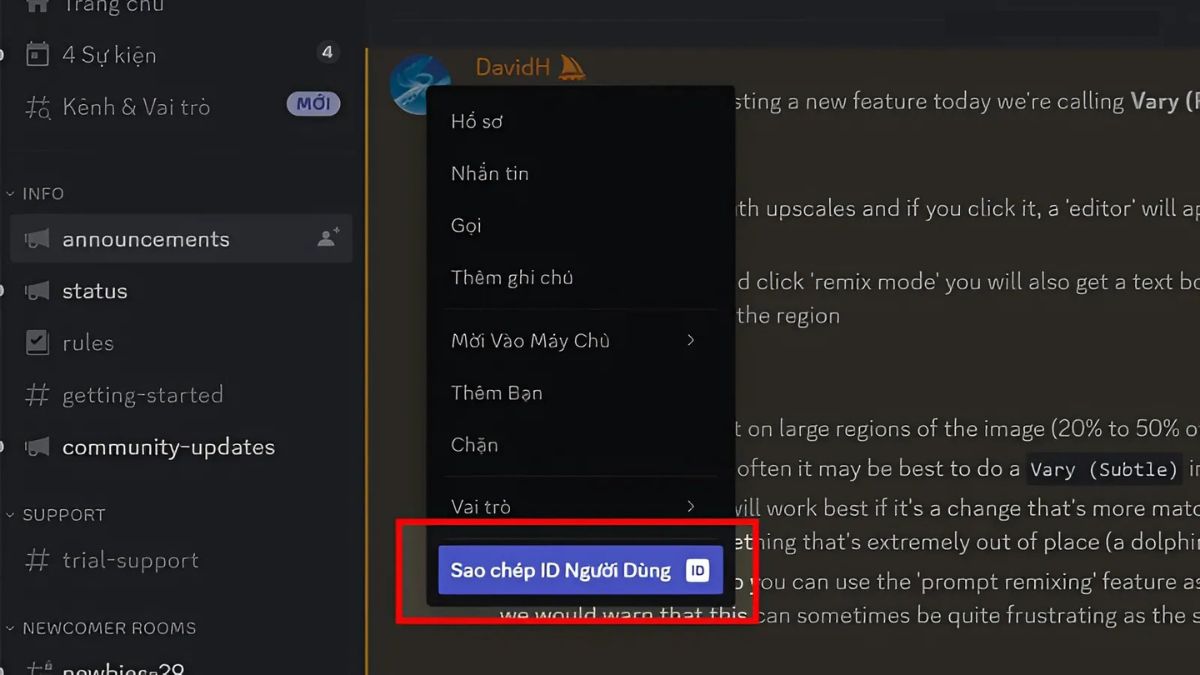 Hướng dẫn cách lấy ID Discord người dùng - bước 3