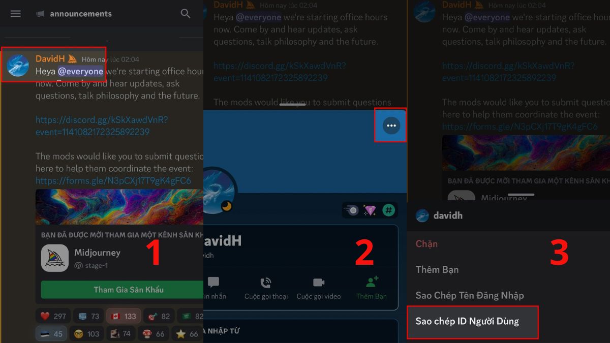 cách lấy Discord ID trên điện thoại đối với người dùng
