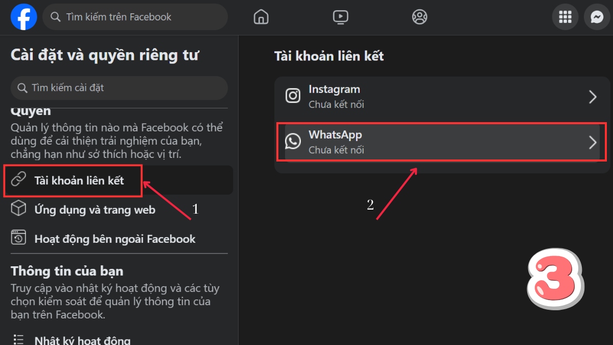 Hướng dẫn cách liên kết WhatsApp với Facebook - bước 3