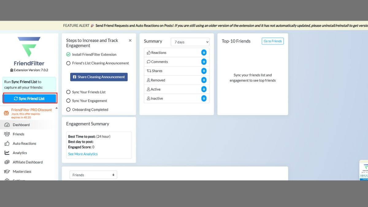 Cách lọc bạn bè không tương tác trên Facebook bằng máy tính FriendFilter - bước 3