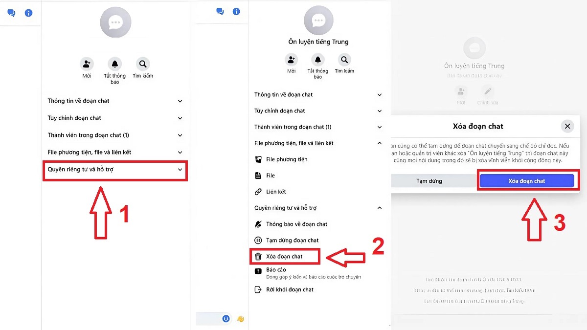 Các tính năng quản lý nhóm trên Messenger - xóa nhóm