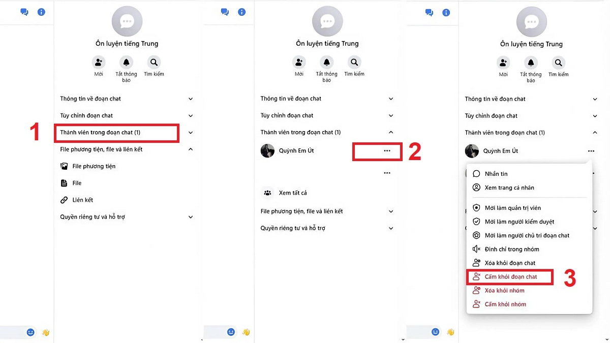 Các tính năng quản lý nhóm trên Messenger - chặn thành viên