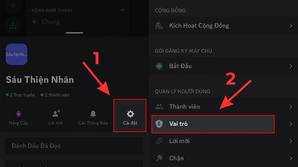 Hướng dẫn cách tạo role trong Discord trên điện thoại - bước 2