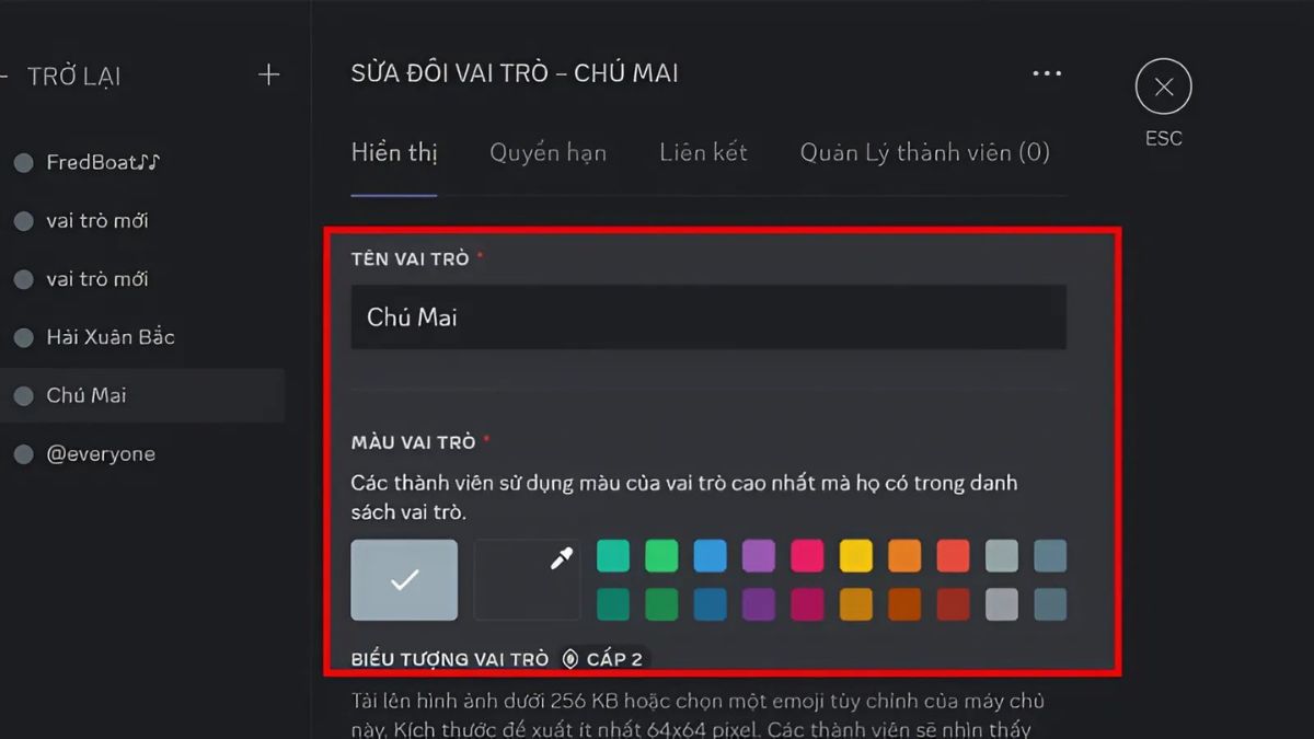 Hướng dẫn cách tạo role trong Discord trên máy tính - bước 3