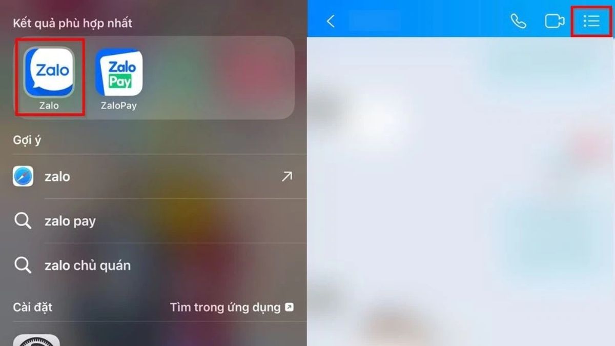 Tắt thông báo tin nhắn zalo một người cụ thể - bước 1,2