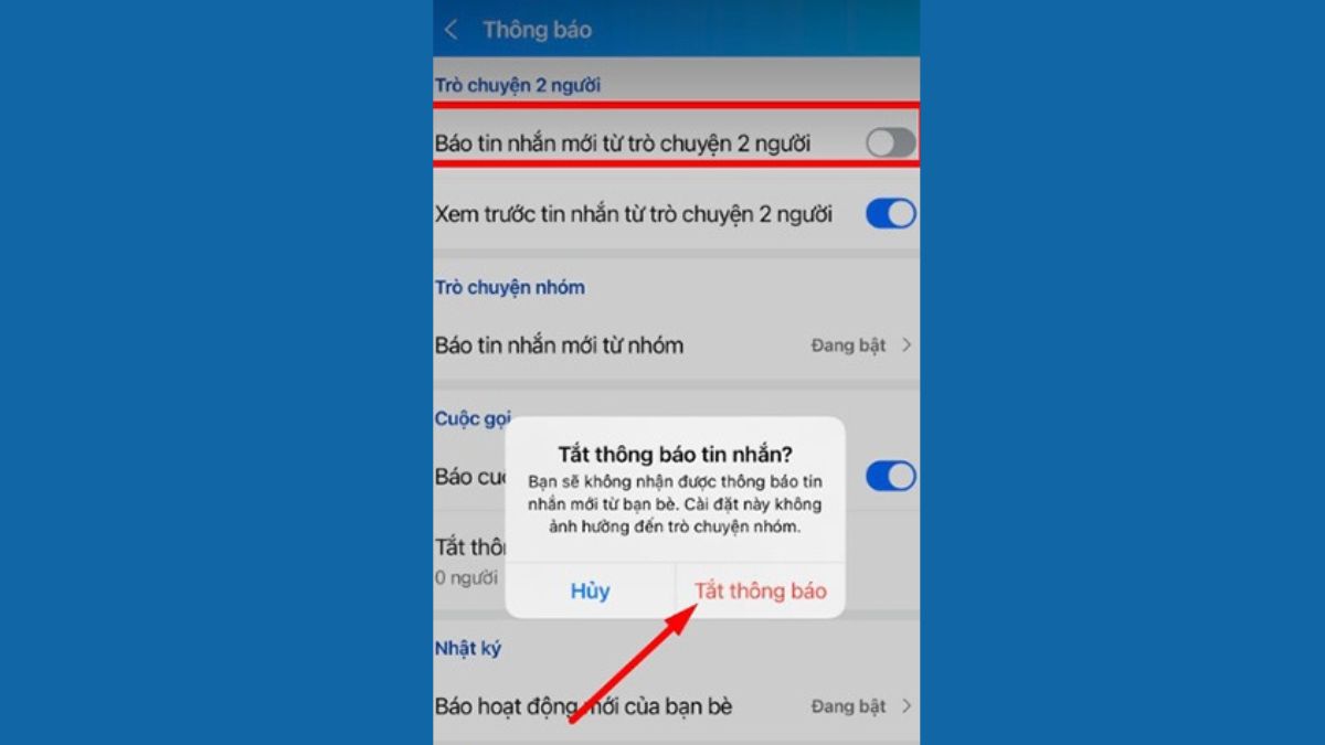 Tắt thông báo tin nhắn zalo tất cả mọi người - bước 3