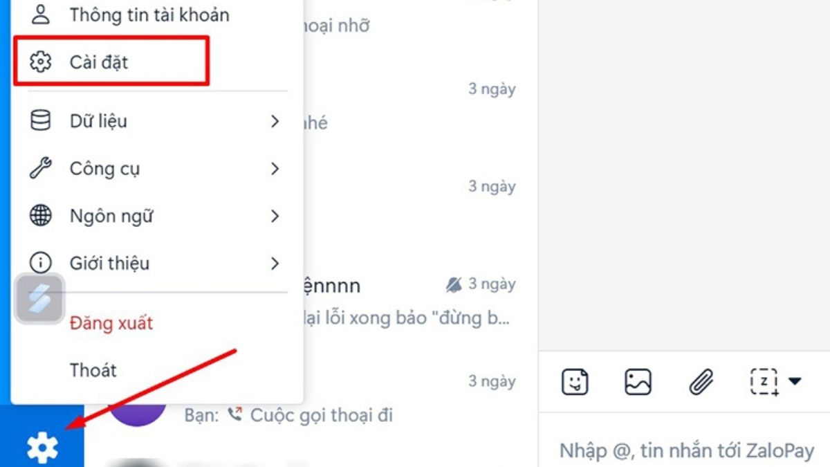 Cách tắt thông báo tin nhắn Zalo trên máy tính - bước 2