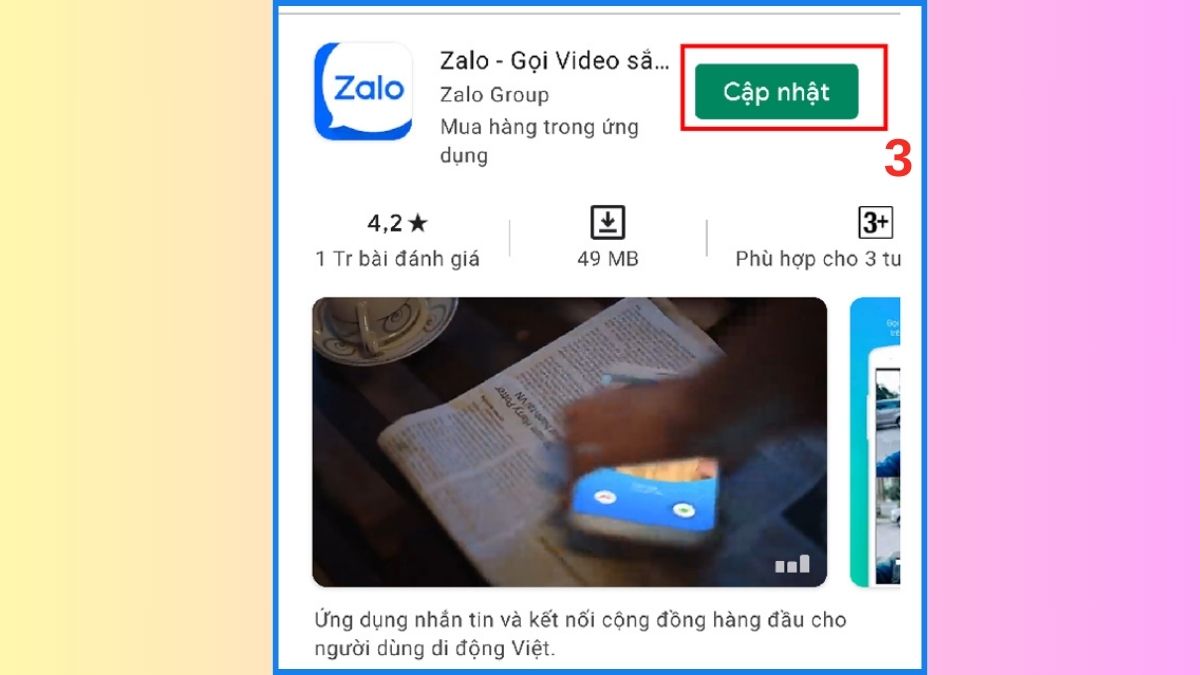Hướng dẫn cách update Zalo trên điện thoại - bước 2