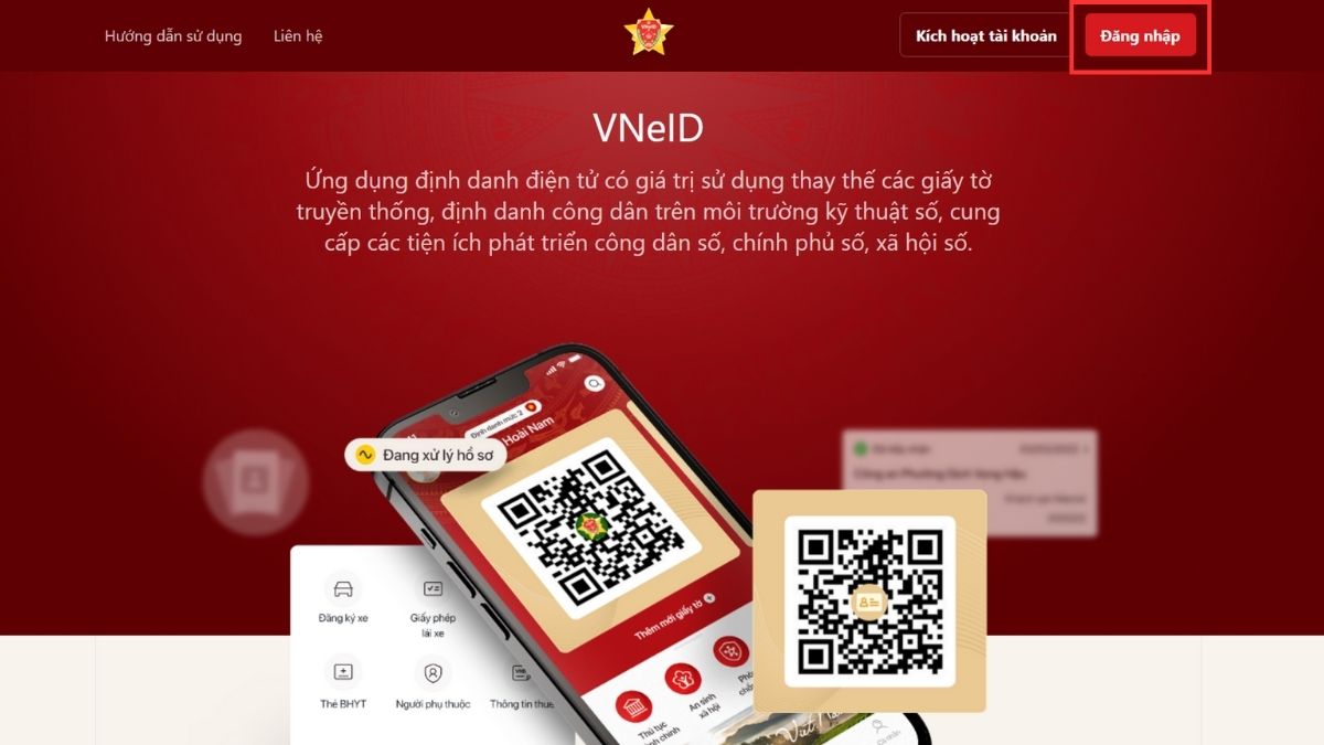 Hướng dẫn cách khóa tài khoản VNeID khi mất số điện thoại trực tiếp trên website - bước 1