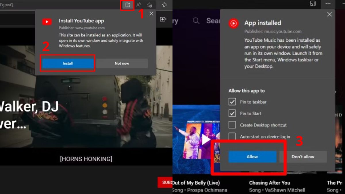 Cách cài đặt YouTube Music trên PC từ microsoft edge