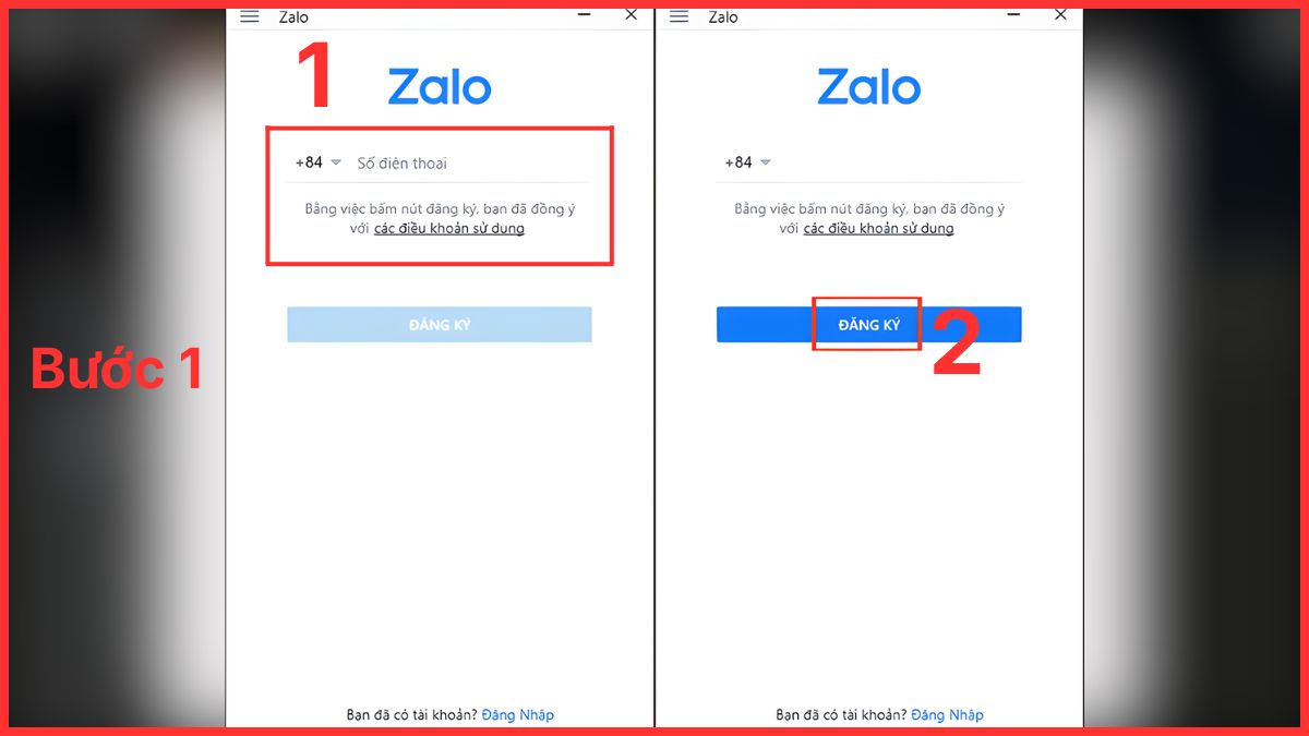Cách đăng ký tài khoản Zalo trên máy tính - bước 1