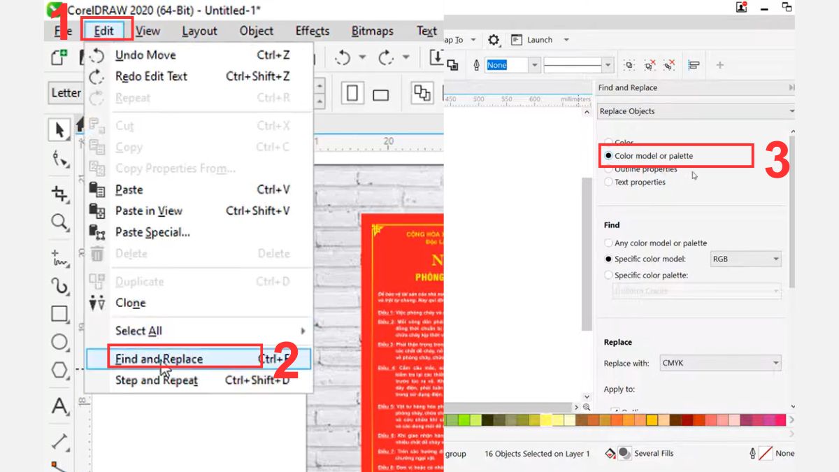 Hướng dẫn cách chuyển RGB sang CMYK giữ màu trên corel - bước 1