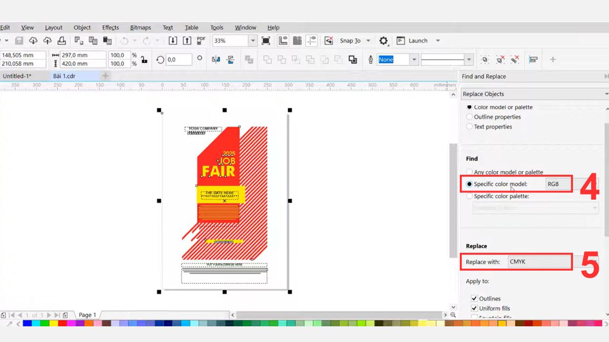 Hướng dẫn cách chuyển RGB sang CMYK giữ màu trên corel - bước 2