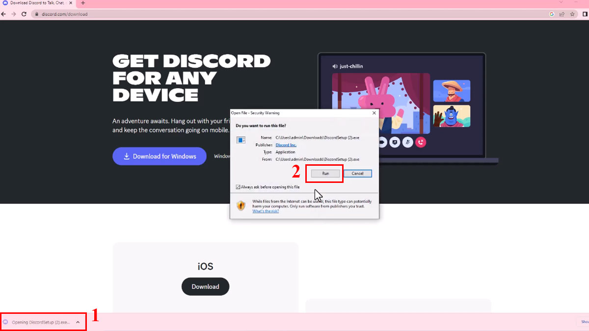 Cách tải và cài đặt Discord PC - bước 2