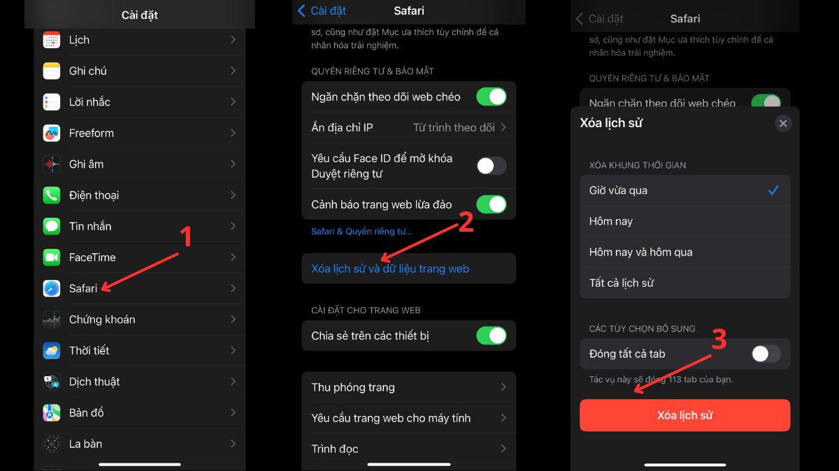 Cách khắc phục lỗi 404 trên điện thoại - xóa bộ nhớ cache trên iphone