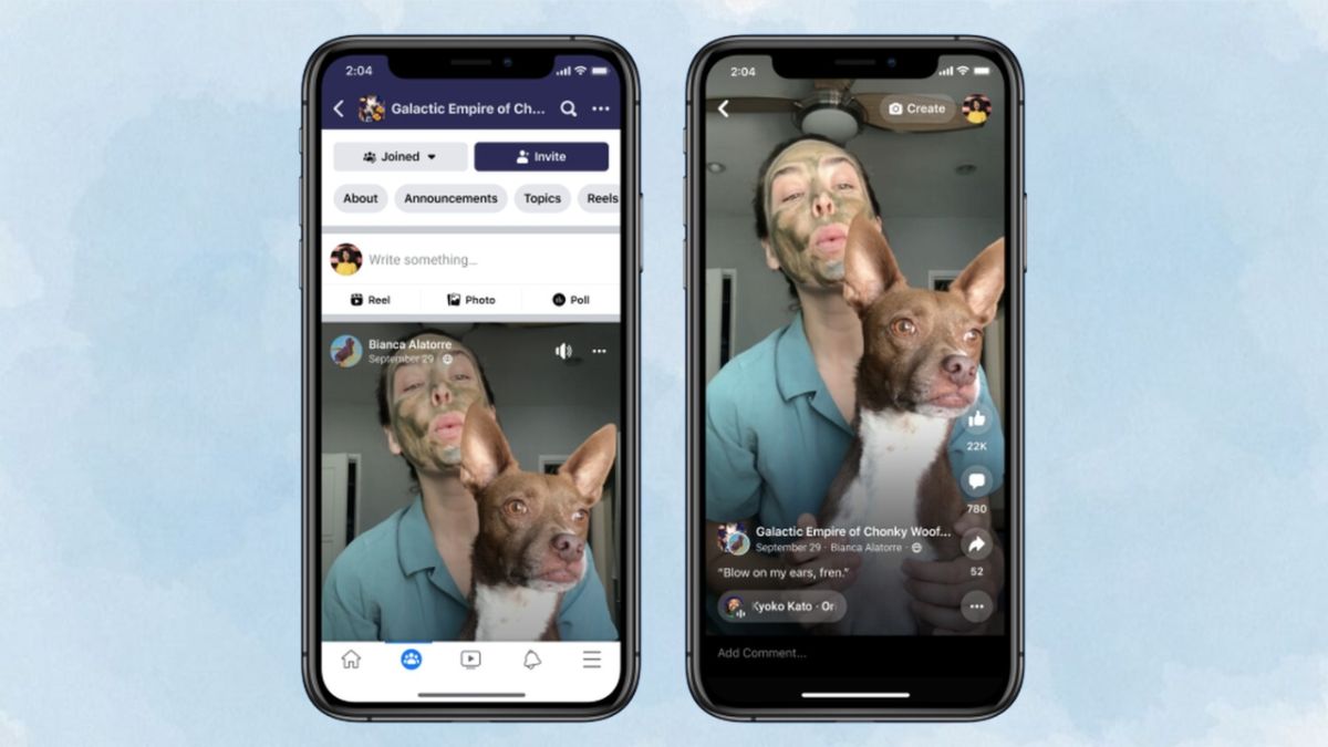 Các loại kích thước video Facebook trên facebook reels