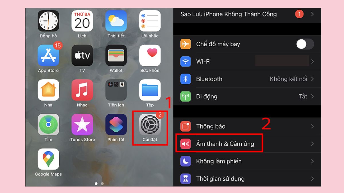cách khắc phục loa ngoài iPhone bị nhỏ - tắt chế độ giảm âm thanh lớn - bước 1,2