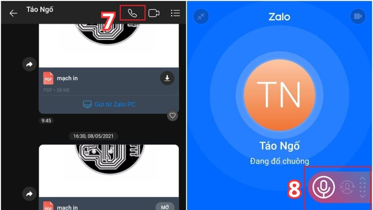 Cách nghe lại cuộc gọi trên zalo trên Android - bước 4