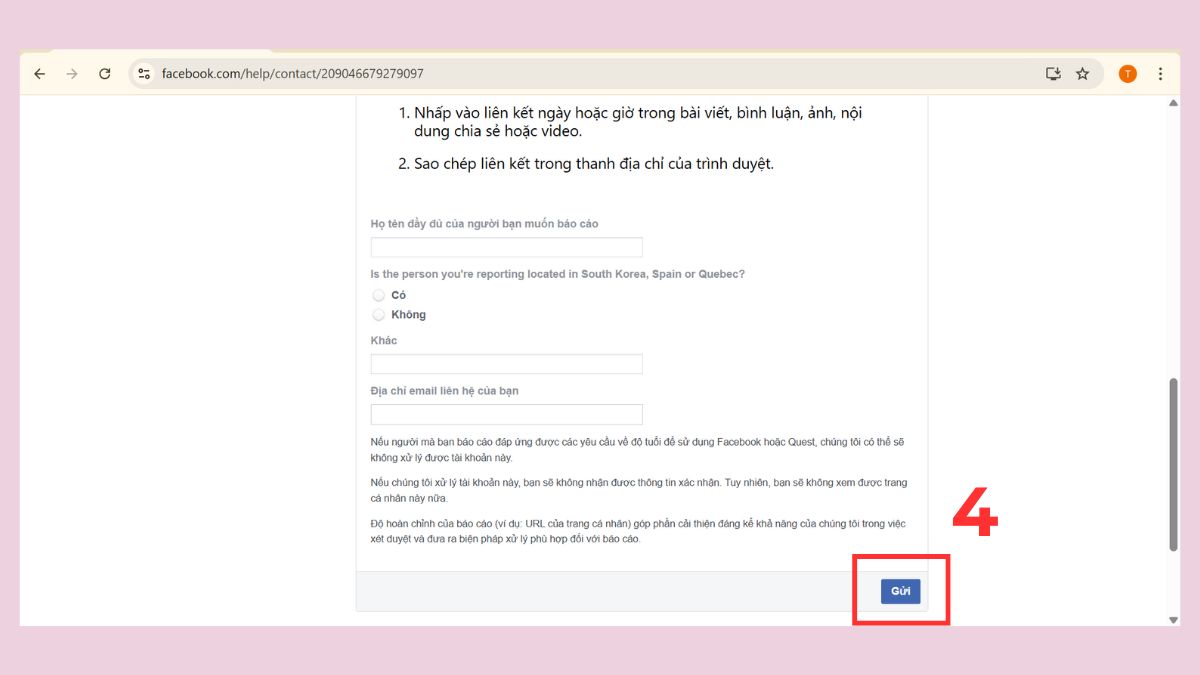 Hướng dẫn cách RIP tài khoản trên Facebook Fanpage - bước 3