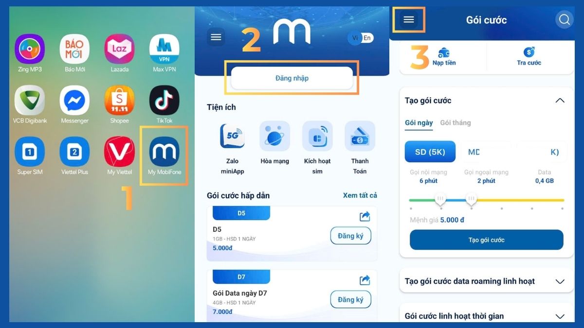 Hướng dẫn kiểm tra thuê bao trả sau mobifone - bước 1