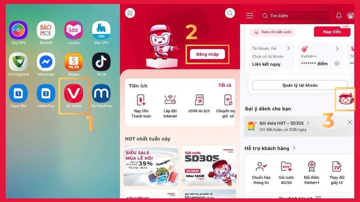Hướng dẫn kiểm tra thuê bao trả sau viettel - bước 1