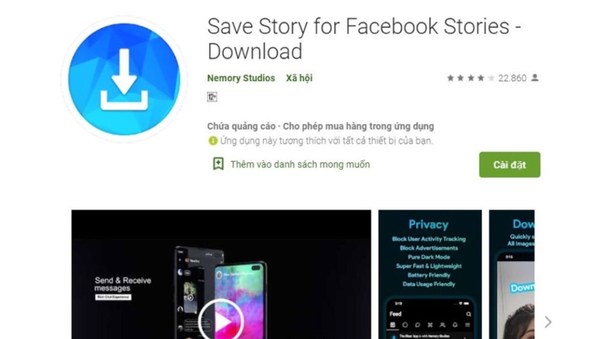 Cách tải video story Facebook trên điện thoại qua phần mềm - bước 1