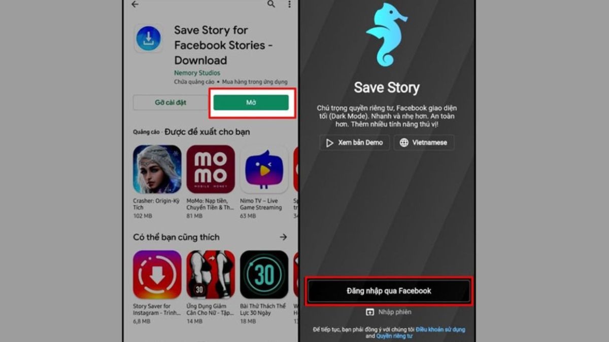 Cách tải video story Facebook trên điện thoại qua phần mềm - bước 2