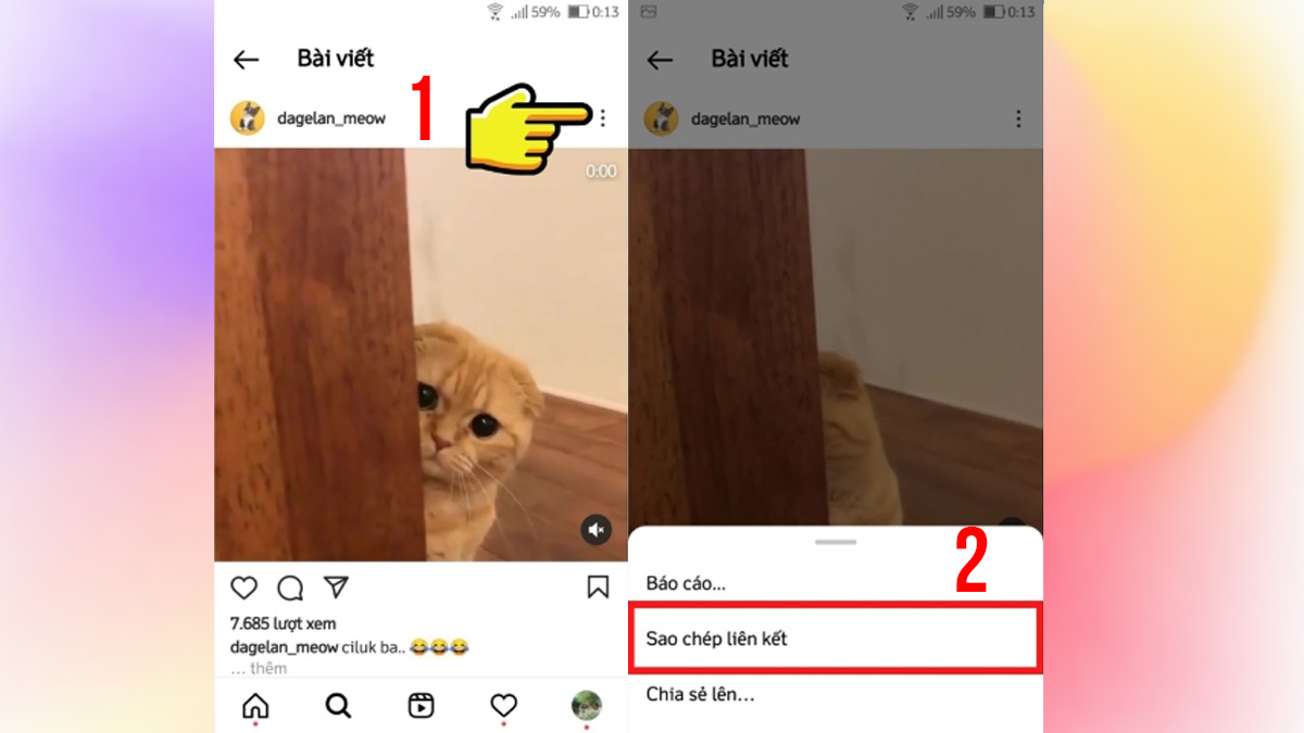 lưu ý tải video Instagram trên điện thoại android - bước 1