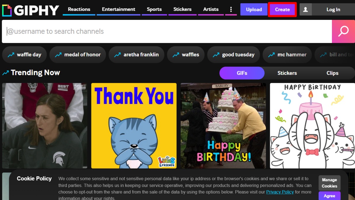 Cách tạo GIF Discord với Giphy - bước 1