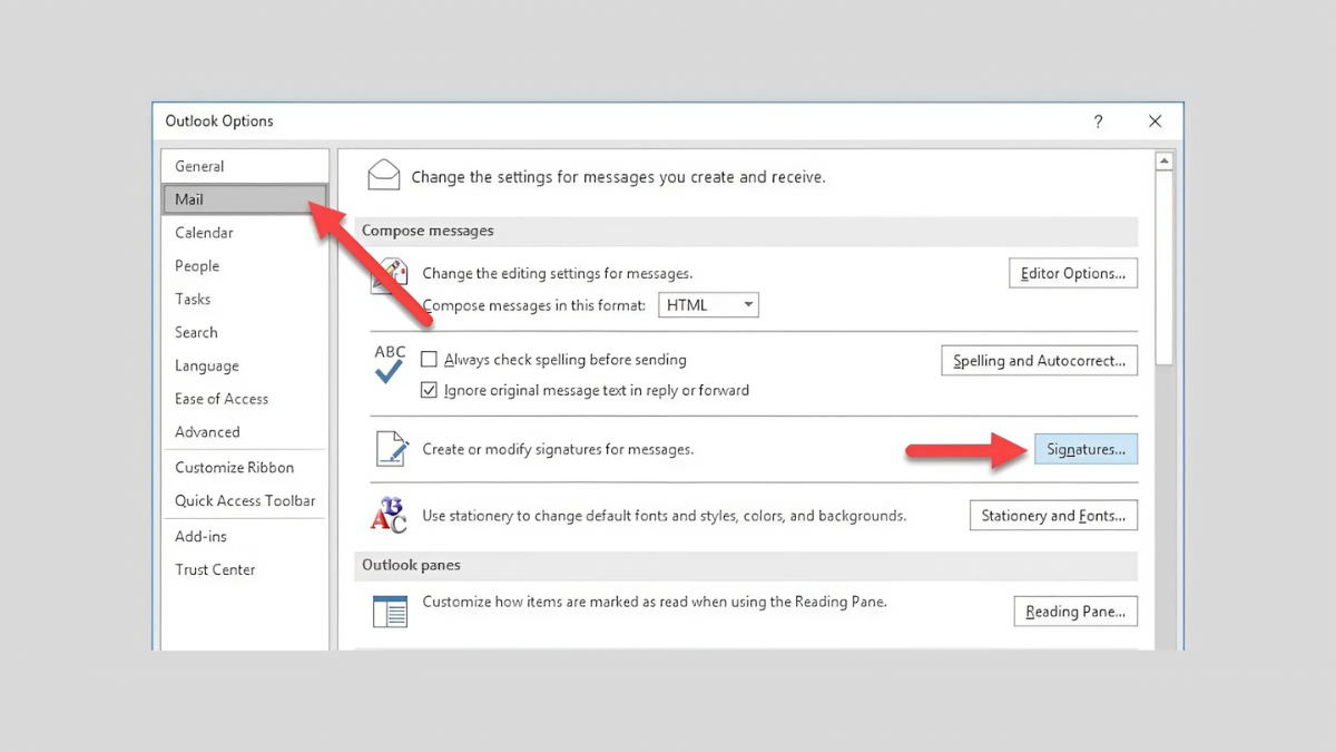 Cách chỉnh sửa chữ ký outlook - bước 3