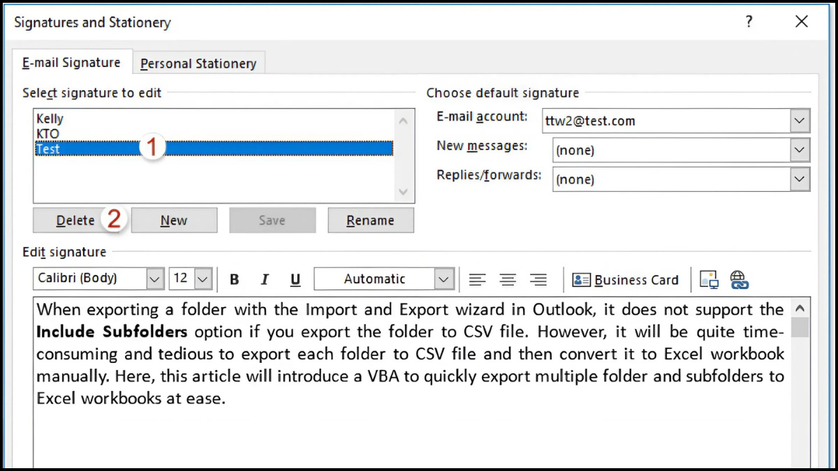 Cách xóa chữ ký outlook - bước 2