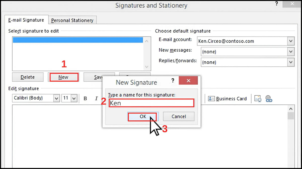 Hướng dẫn cách tạo chữ ký Outlook - bước 2