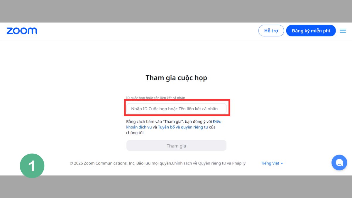 Hướng dẫn cách tham gia cuộc họp Zoom trên trình duyệt - bước 1