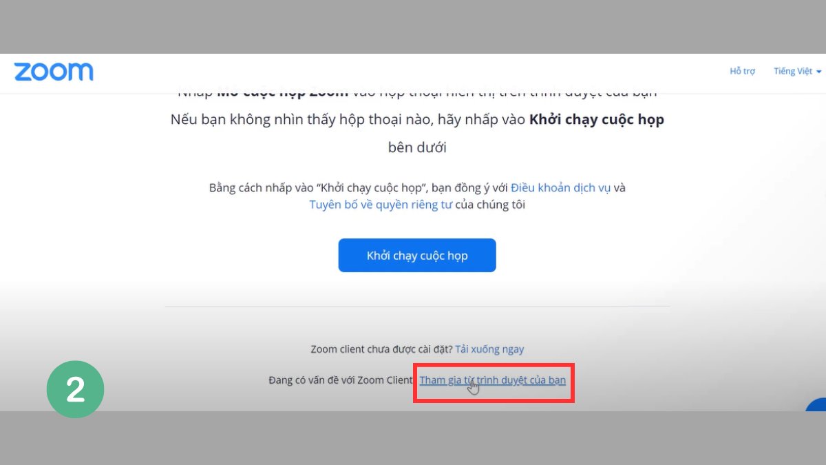 Hướng dẫn cách tham gia cuộc họp Zoom trên trình duyệt - bước 2