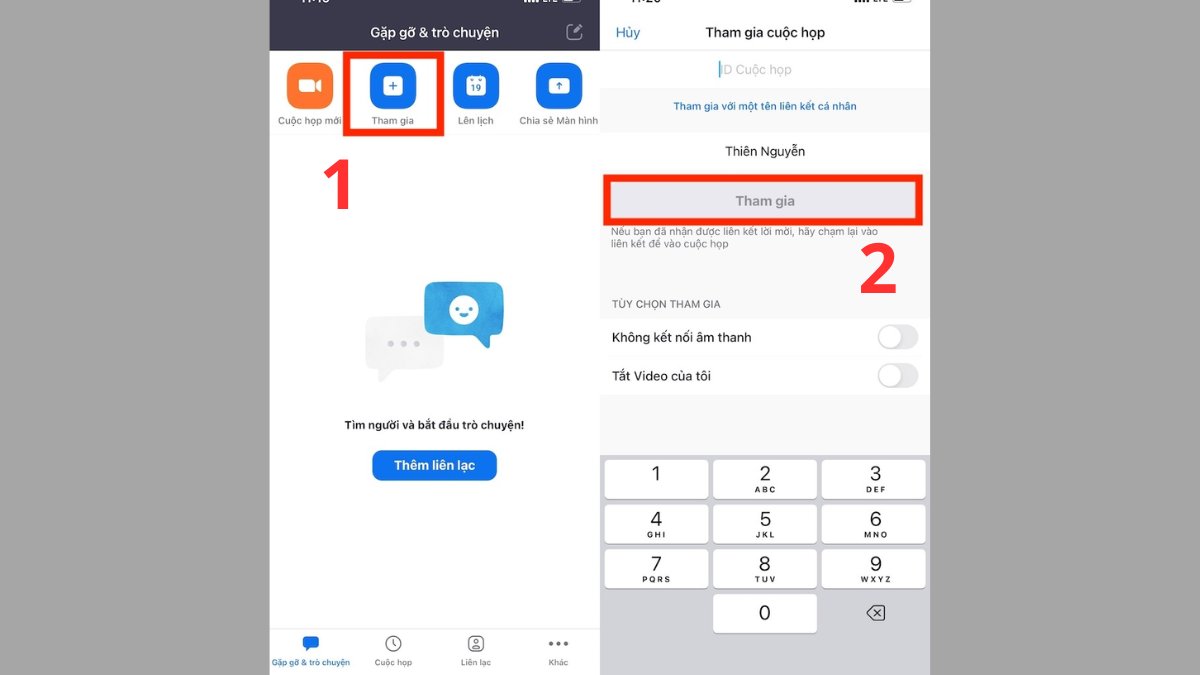 Hướng dẫn cách tham gia cuộc họp Zoom trên điện thoại - bước 2,3
