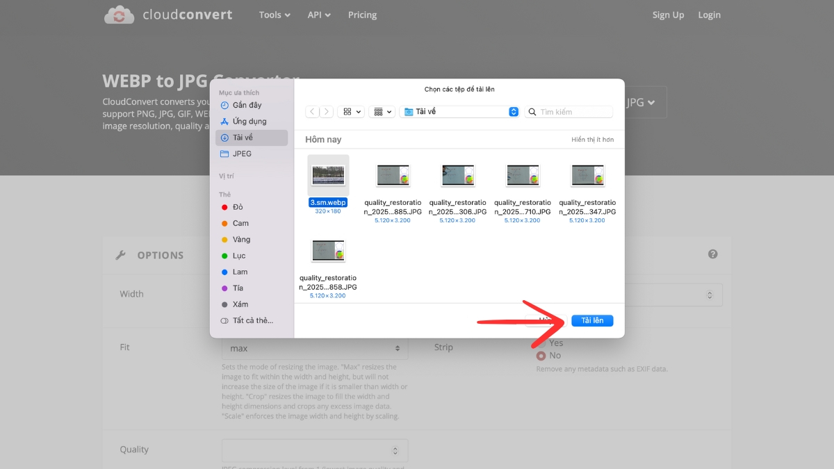 Cách chuyển đổi file WebP sang JPG, PNG bằng tool trực tuyến - bước 2